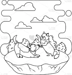 狗,猫,式样,卡通,可爱的,性格,多样,环境,自然,宠物