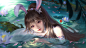 Anime 5906x3322 anime girls animal ears bunny ears Xiao Wu water in water petals eyebags