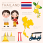 卡通泰国旅游风景图案人物元素活动网页 AI矢量设计素材 (8)