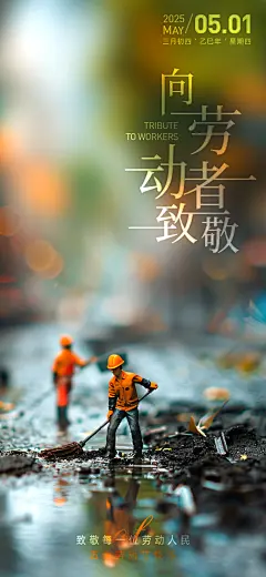 劳动节微景观海报