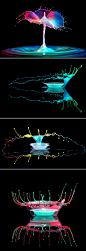 水滴的艺术，德国摄影师Markus Reugels非常喜欢拍摄水滴，他运用高速摄影技术将看似简单的水滴拍摄得美轮美奂。