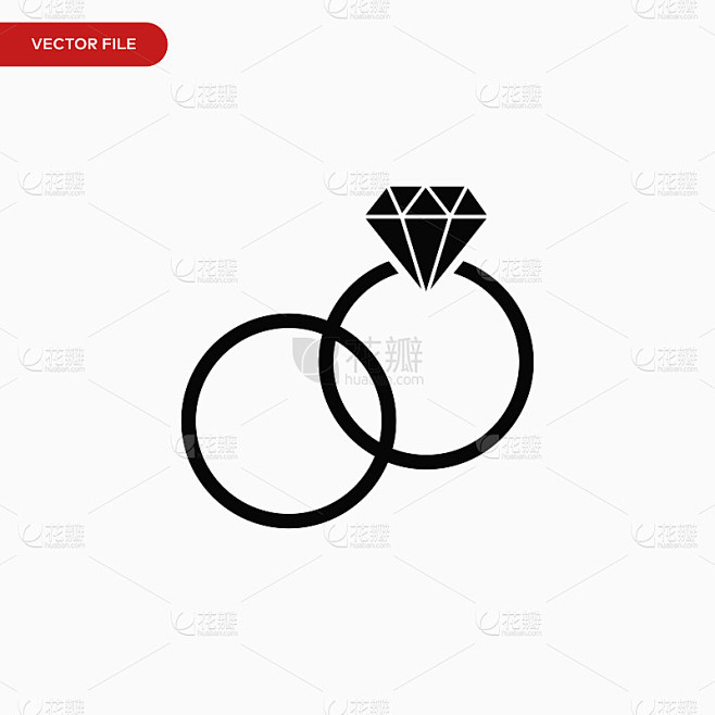 环图标矢量。简单的结婚戒指标志