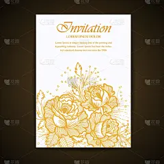 金手绘花叶请柬