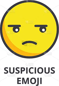 网络表情,标志,线图标,可爱的,直的,好奇心,动物,面部表情,猜疑,爱