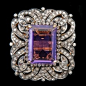 14k Gold, Sterling Silver, Diamond And Amethyst Ring