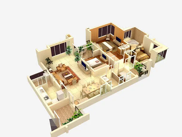 3D室内设计图图宝宝 https://bao16.com 立体户型 户型图 三维户型图 室内效果图 家具 家居设计 设计 室内模型