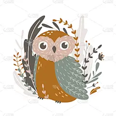 可爱的森林动物。孩子们的海报。福克斯和猫头鹰。用于印刷织物，衣服，儿童房的设计。向量的趋势