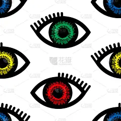 重复向量模式与眼睛在白色背景。简单重复明目壁纸设计。装饰符号时尚纺织品。
