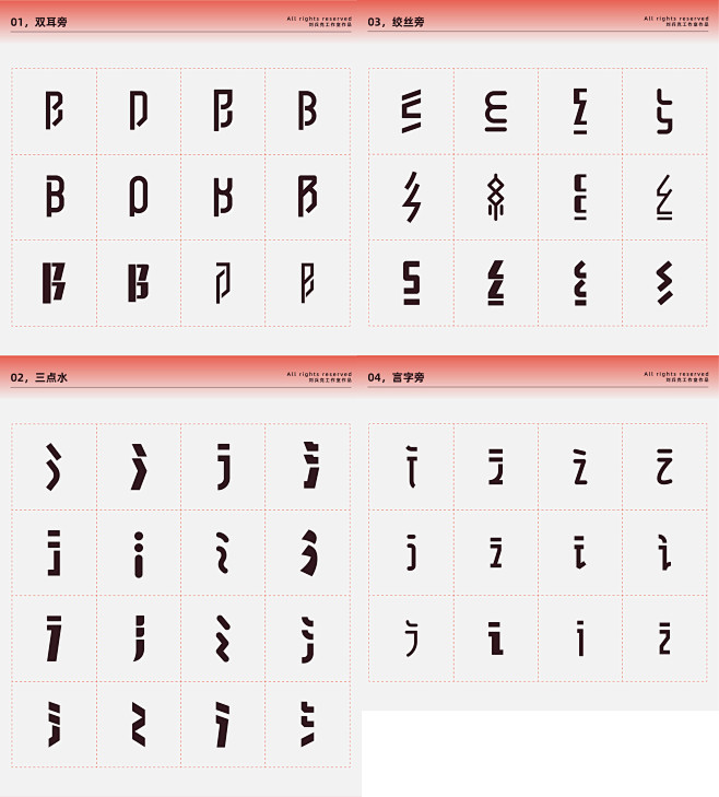 1双耳旁2三点水3绞丝旁4言字旁