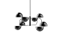 Elisabeth Pendant Light - Property Furniture : Pendants with metal structure in glossy black nickel. Available in two sizes: large with 8 lights and small with 4 lights. The Elisabeth Collections also include a floor light, a wall light, and a table lamp.