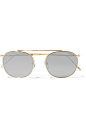 Illesteva - Mykonos round-frame gold-tone mirrored sunglasses : Gold-tone metal Come in a designer-stamped leather hard case 100% UV protection Made in Italy