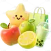 常规果蔬饮品3D水果奶茶星星贴纸
