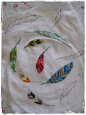 ? Enchanting Embroidery ? embroidered feathers - Peregrine blue