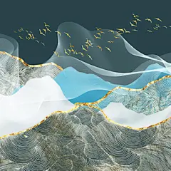 新中式山川装饰画 水墨画贴图