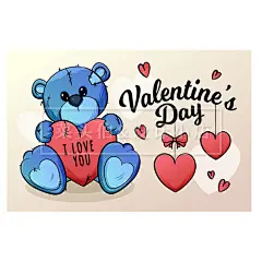 10款卡通浪漫情人节元素爱心气球箭头自行车情侣贺卡海报设计素材-淘宝网