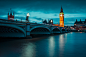 英国伦敦,泰晤士河畔,桥,夜晚风景图片


