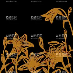 手绘线条百合  - 源文件下载【酷图网】数码,印花,高清,循环,手绘,