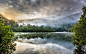 General 3840x2400 nature landscape mist sunrise lake hill trees water reflection clouds Australia