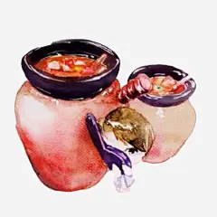 瓦罐汤手绘画片高清素材 广东美食 手绘美食 水彩画 汤汁 瓦罐汤 陶罐 免抠png 设计图片 免费下载