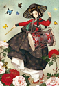 韩国画师Huk-yo-suk的传统风格作品  #韩服# #韩国古装# #插画韩服美人# #韩流#