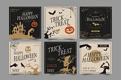 万圣节派对海报单页模板插画背景矢量图素材