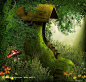 高清神秘的森林花园童话幻想照片背景素材图片设计