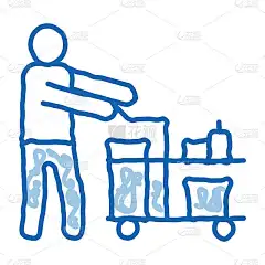 清洁推车涂鸦图标手绘插图