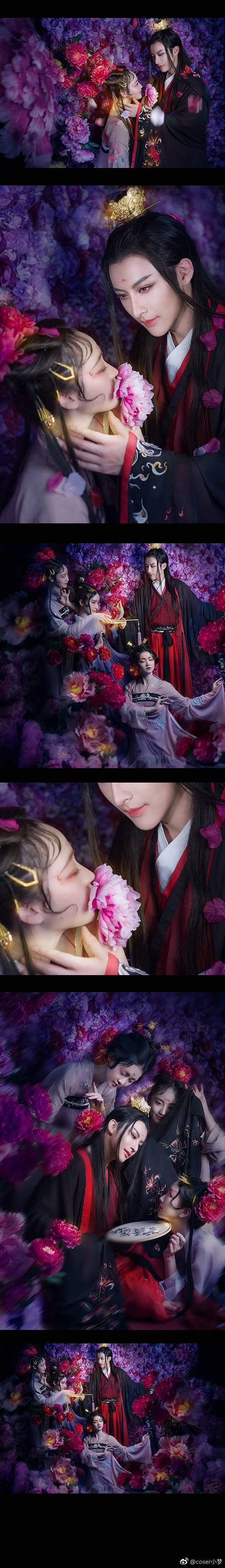 小梦，牡丹花神cos，造孽美男