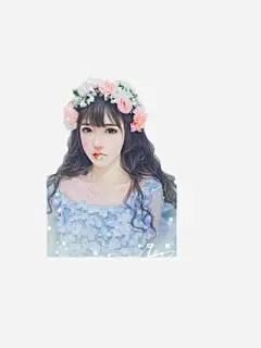 手绘花环女孩高清素材 卷发 唯美 甜美 长发 免抠png 设计图片 免费下载