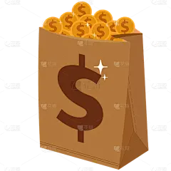 手绘-钱袋金融理财元素贴纸5