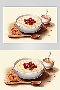 AI数字艺术传统节日腊八粥手绘美食插画