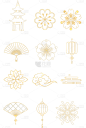 中国风中式烫金传统元素组合元素素材