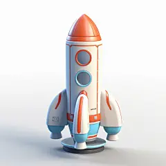 蓝色3d卡通火箭素材图AI图