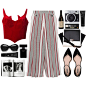 A fashion look from November 2016 featuring red top, Victoria Beckham and black flats. Browse and shop related looks.