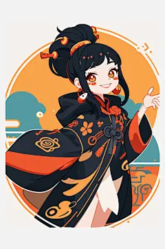 数字艺术扁平风贴画插画贴纸素材-众图网
