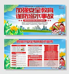 防溺水展板模板防溺水安全教育知识宣传