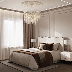 A bedroom for a young couple in the neoclassical style :: Behance