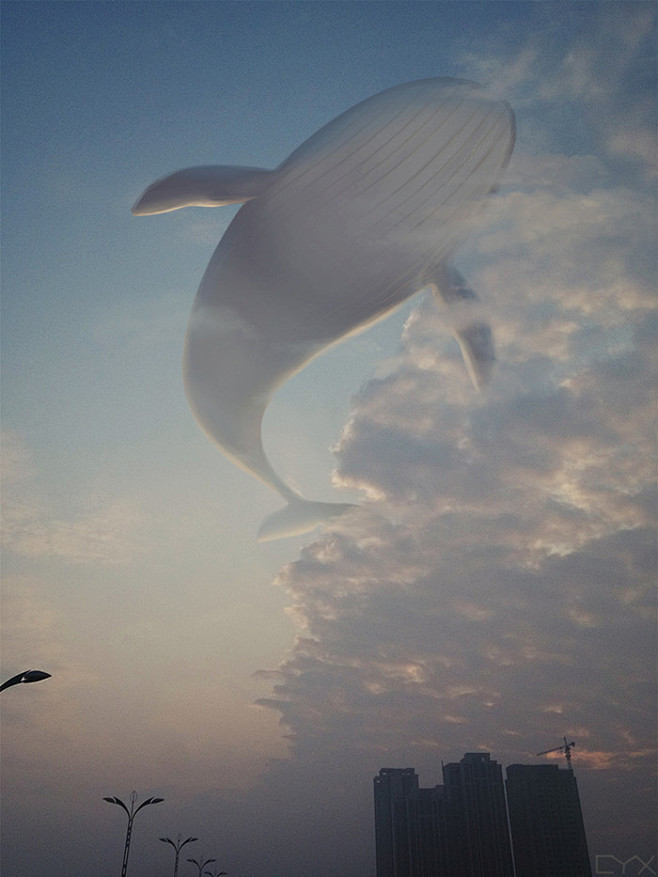 飞在空中的鲸鱼-chenyuxia_天空...