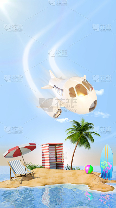 海滩,飞机,荒岛,道具,垂直画幅,球,水...
