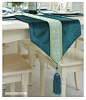 布里安娜高档奢华欧式蓝色意大利绒布花边桌旗餐垫纯色定制茶几-淘宝网
