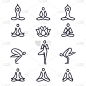 Yoga line icons set