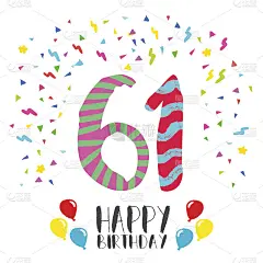 生日快乐61周年派对邀请卡