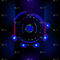 圆形螺旋漩涡技术蓝色分形图案抽象背景壁纸背景图形设计矢量插图EPS10