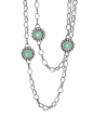 Maya Silver Variscite Station Necklace, 36"L