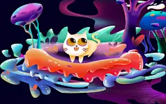 梦幻糖果渐融风风景插画