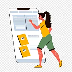 操作手机插画  - 源文件下载【酷图网】上网课插画,上网课,在线测试,在线教育,计算机教育,网上教学,在线学习,手机,手绘,手绘人物,扁平风,扁平化人物,矢量人物,卡通人物,人物,场景人物,扁平插画,人物插画素材,扁平化场景,AI,插画,矢量,卡通