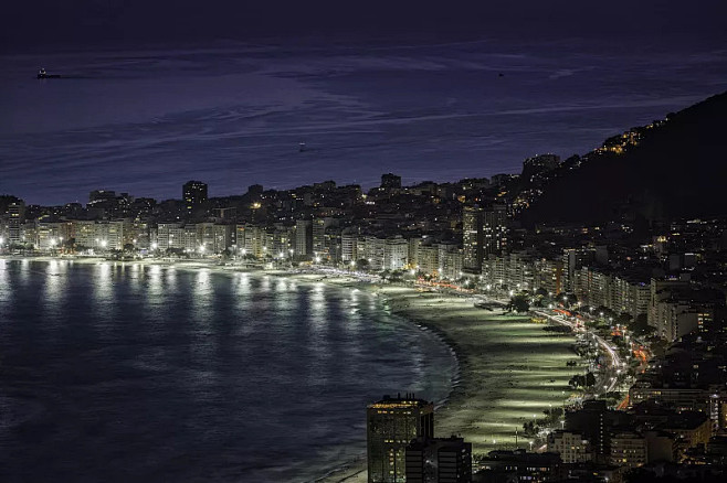 科巴卡巴纳海滩,夜晚,里约热内卢图片素材...