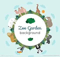 创意动物园地球村插画矢量素材