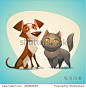 Cat and Dog characters. Cartoon styled vector illustration. 正版图片在线交易平台 - 海洛创意（HelloRF） - 站酷旗下品牌 - Shutterstock中国独家合作伙伴