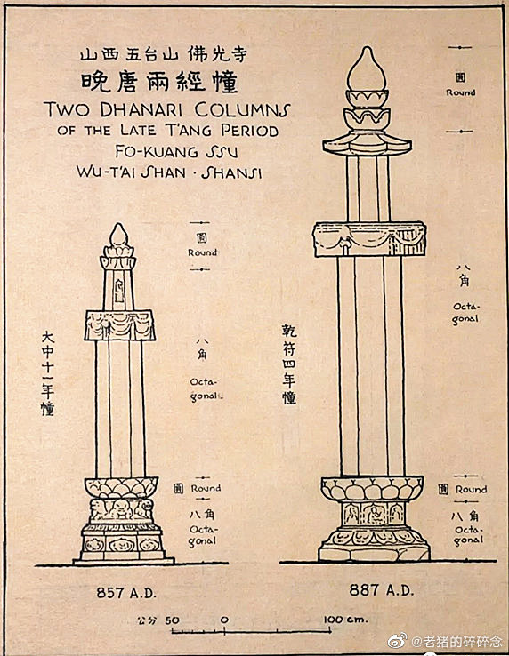 佛光寺之经幢，也是大唐的珍贵遗物。

梁...